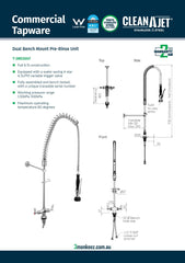 3Monkeez T-3M53007 - Stainless Steel Dual Bench Mount Pre-Rinse