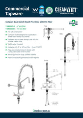 3Monkeez T-3M53015-C - Compact Dual Bench Mount Pre-Rinse