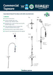 3Monkeez T-3M53500 - Stainless Steel Line Retractor Dual Hob Mount Pre-Rinse