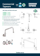 3Monkeez T-3MCW08 - Wall Stops & Elbow with 8" Spout