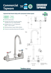 3Monkeez T-3MEWG12 - Exposed Wall Mount Body with Gooseneck Swivel 12" Spout