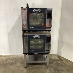 2x Unox Cheftop XEVC-0511-EPRM Combi Ovens + Stand