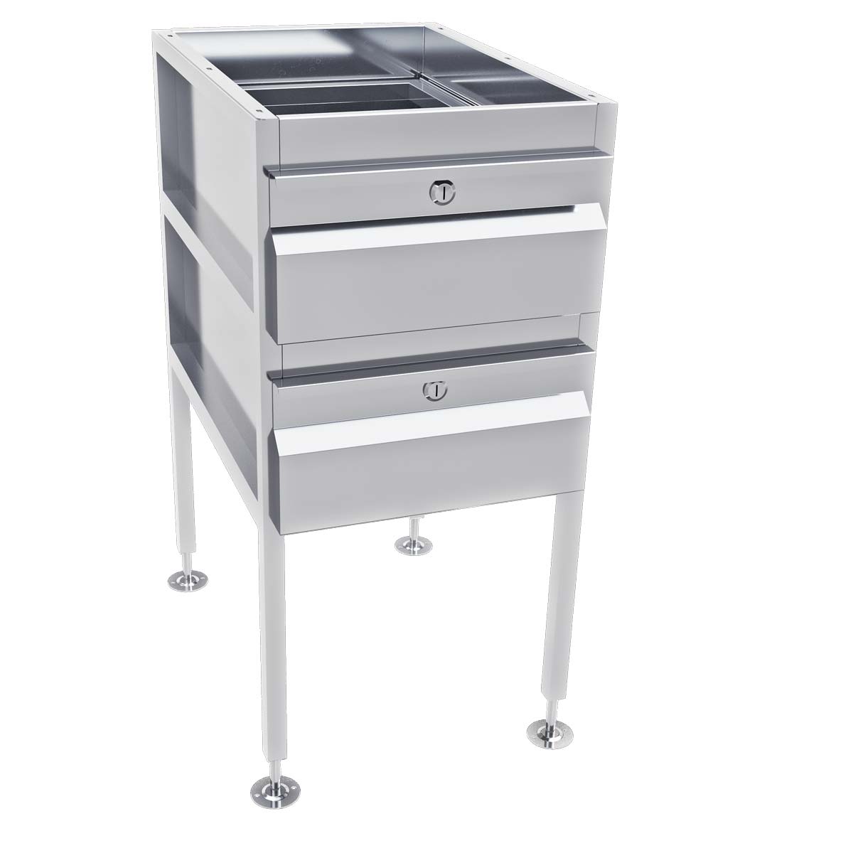 3Monkeez AB-2DRAW-1G - Gastronorm Freestanding Stainless Steel Drawer Unit