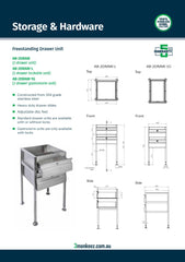 3Monkeez AB-2DRAW-1G - Gastronorm Freestanding Stainless Steel Drawer Unit