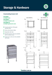 3Monkeez AB-3DRAW-1G - Gastronorm Freestanding Stainless Steel Drawer Unit