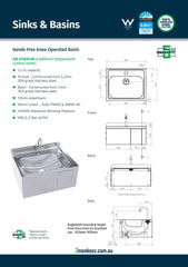 3Monkeez AB-KNEEHB-1 - Hands Free Knee Operated Stainless Steel Basin