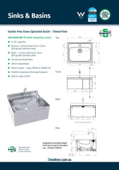 3Monkeez AB-KNEEHB-TF - Hands Free Knee Operated Stainless Steel Timed Flow Basin