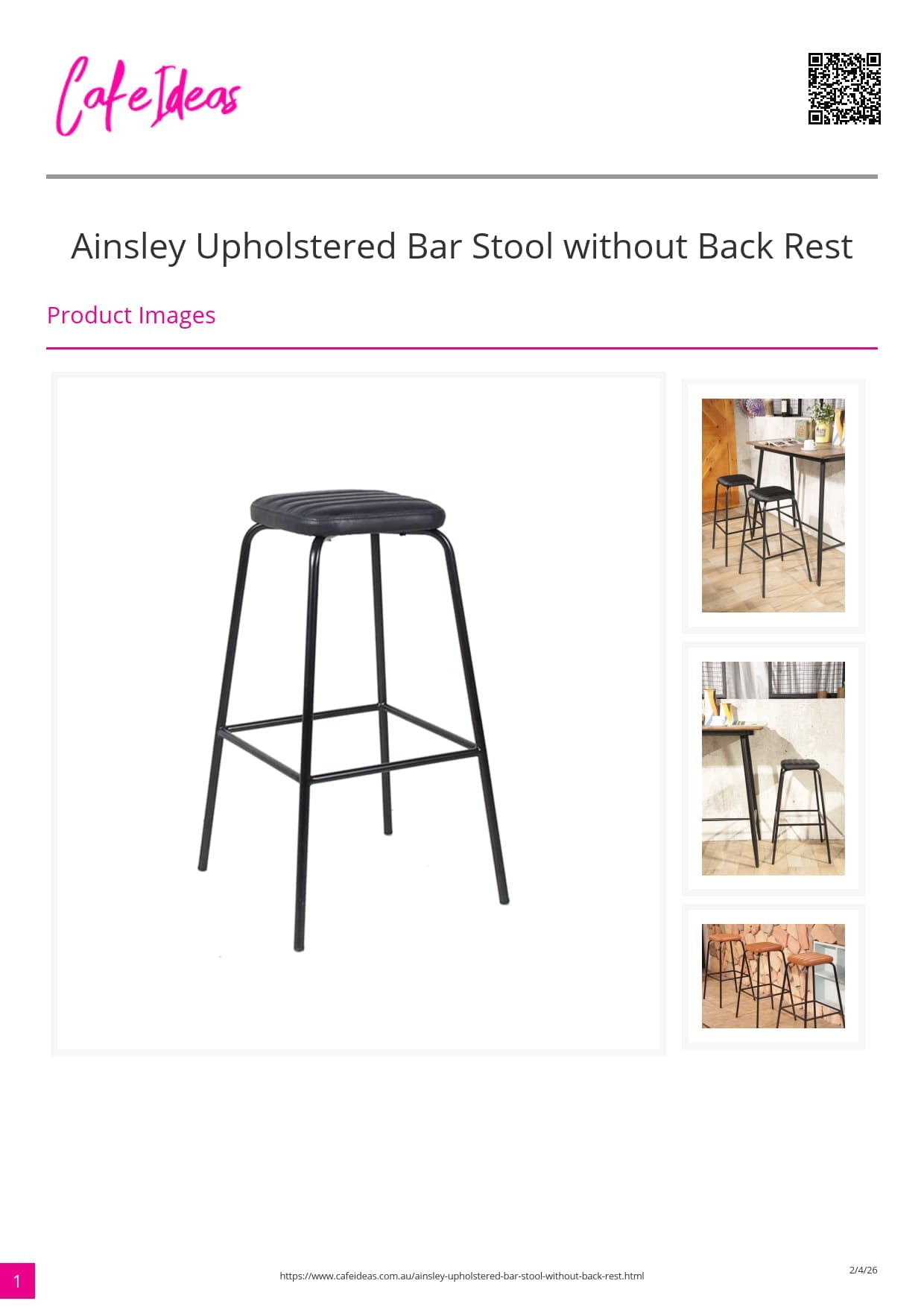 Ainsley Upholstered Bar Stool without Back Rest