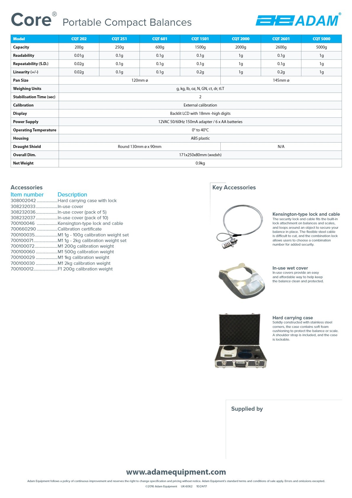 Adam Equipment Core CQT 251 - Portable Compact Balance