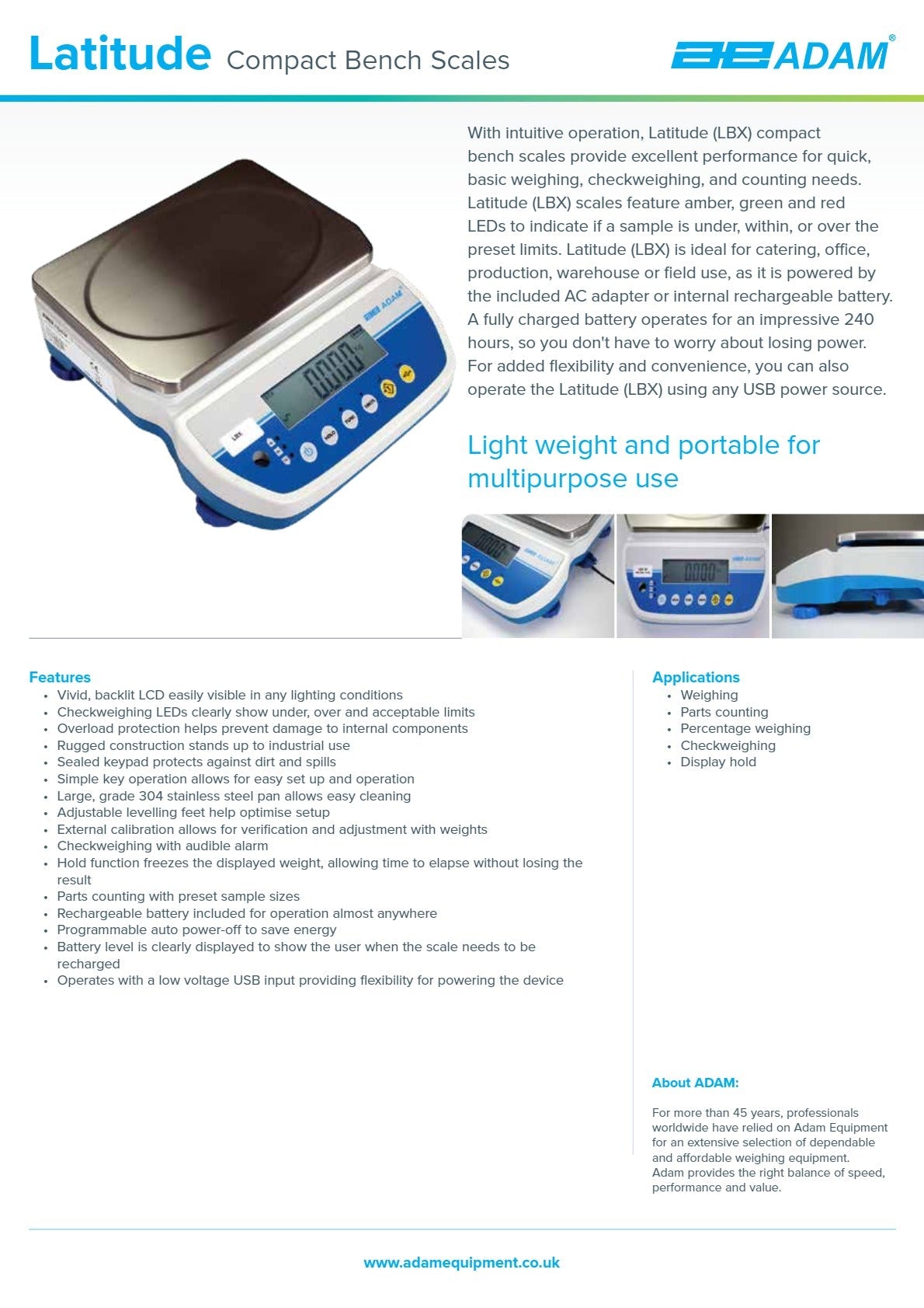 Adam Equipment Latitude LBX 6 - Compact Bench Scale