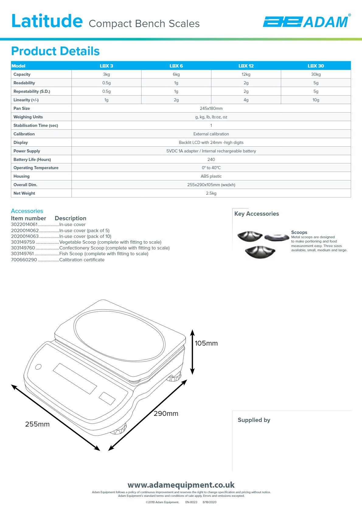 Adam Equipment Latitude LBX 6 - Compact Bench Scale
