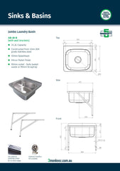 3Monkeez AB-JB-B - Jumbo Laundry Basin with Brackets