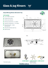 3Monkeez R-PR-SJD300 - Glass/Milk Jug Rinser With Drain Tray