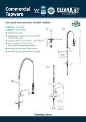 3Monkeez T-3M53015 - Stainless Steel Dual Bench Mount Pre-Rinse