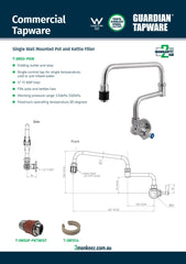 3Monkeez T-3MSS-PKW - Wall Mounted Pot & Kettle Filler