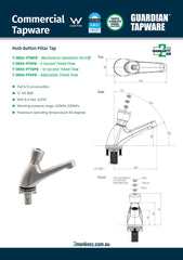 3Monkeez T-3MSS-PT6PB - Push Button Pillar Tap